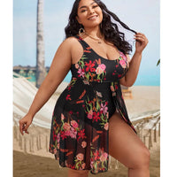 2022 New Large Size 8XL Women modest Swim Dresses Flower Printing Plus-Size Swimsuit Padded One Piece Swimwear Bathing Suits