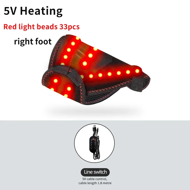 Carbon Fiber Portable Red Light Electric Heating Foot Protector - Vibration Massage Relieves Foot Numbness, Stiffness and Pain
