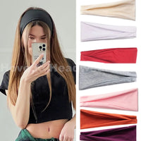 Women Headband Solid Color Wide Turban Twist Knitted Cotton Sport Yoga Hairband Twisted Knotted Headwrap Winter Hair Accessories