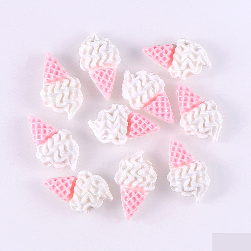 10pcs/lot 3D Nail Art DIY Decor Ice Cream Cake Kawaii Resin Charms Decoration Japanese Style