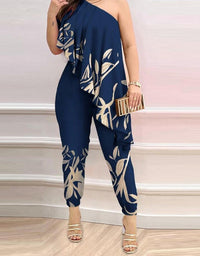 2023 Sexy New Fashion Printed One Shoulder Jumpsuit