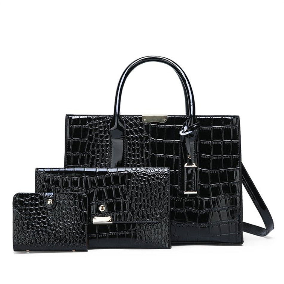 Patent Leather Women Messenger Bags Crocodile Female Crossbody Shoulder Hand Bags for Women 2022 High Quality Ladies Handbags