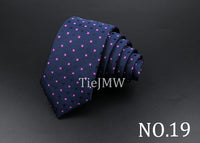Men's Classic Skinny Stripe Necktie Red Navy Blue Ties Jacquard Woven Solid Plaid Dots Tie Daily Wear Cravat Wedding Party Gift