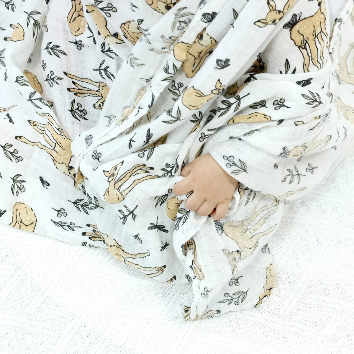 HappyFlute Baby Muslin Swaddle 100% Cotton Summer Soft Cute Print Baby Blanket 120*110CM