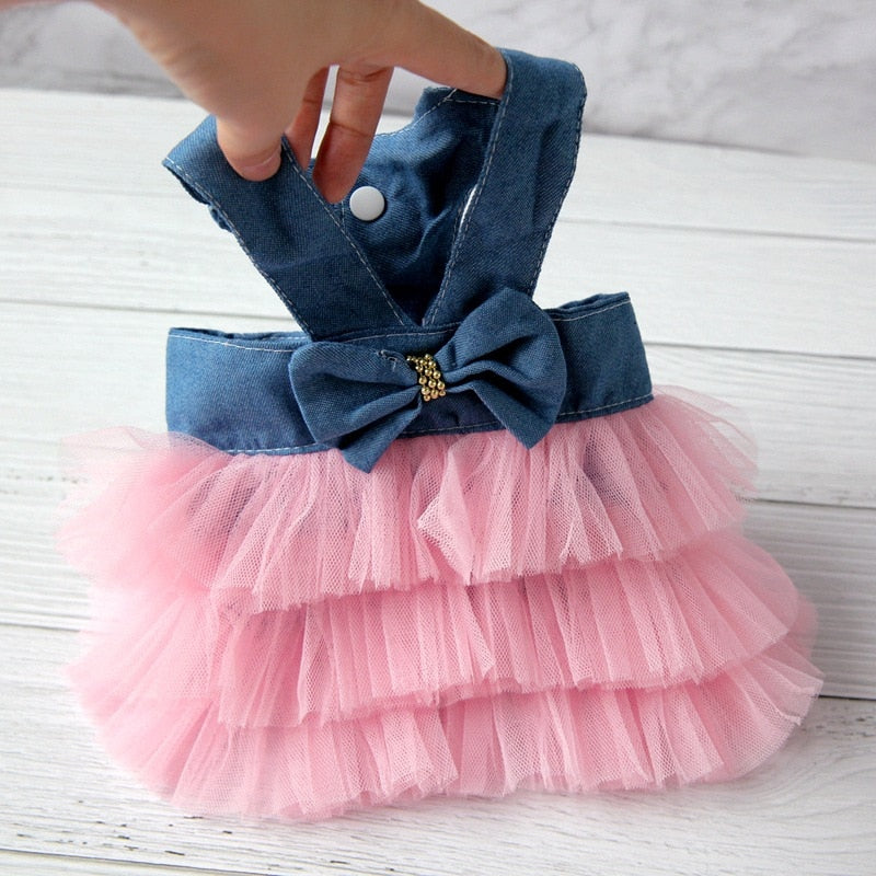 Dog Summer Dress Cat Lace Skirt Pet Clothing Chihuahua Stripe Skirt Puppy Cat Princess Apparel Cute Puppy Clothe Dog Accessories