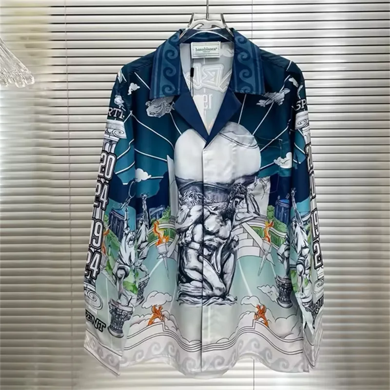 2025 men's printed T-shirt, men's and women's long sleeved shirt, 100% polyester fiber, fashionable and comfortable casual men's