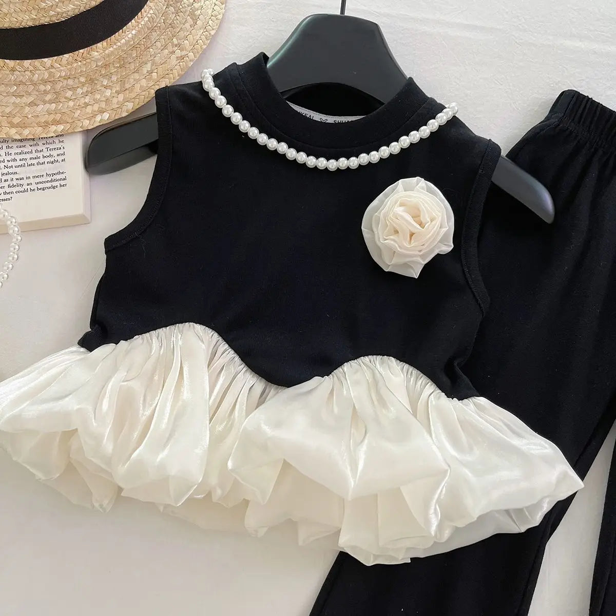2025 Baby Girls Summer Clothing Set 3D flower ruffles T Shirts+pants,Fashion Kids Children Brithday Princess Clothes 소녀 세트
