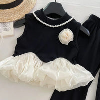 2025 Baby Girls Summer Clothing Set 3D flower ruffles T Shirts+pants,Fashion Kids Children Brithday Princess Clothes 소녀 세트
