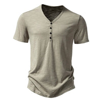 Mens Summer T-shirts Short Sleeve Buttons Men Cotton Henry Tees Shirts Light Male Henley T shirt Shirt T Casual Man Tshirts T62