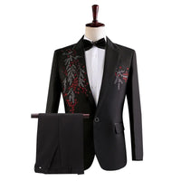 Fashion Men Spliced Suits Black / White Singer Host Stage Performance Luxurious Dress Blazers Jacket and Pants