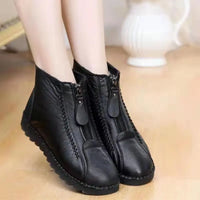 2022 Winter Women Ankle Boots Fashion Warm Mother's Boots Flat-Bottom Comfortable Non Slip Front Zipper Closure Female Footwear