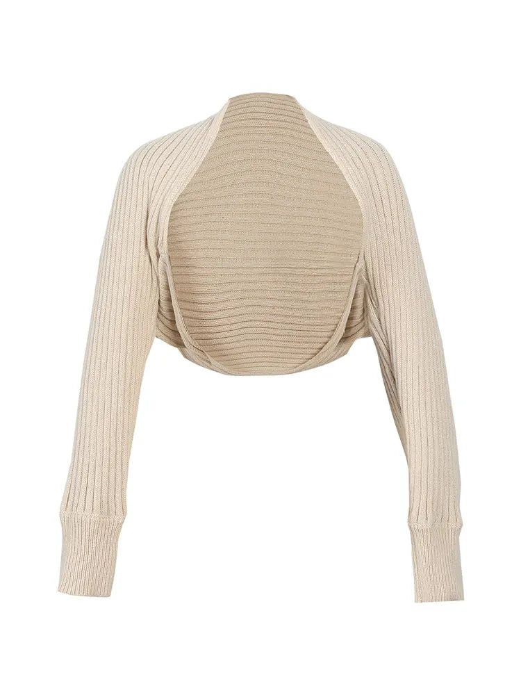 New Elegant Winter Clothes Woman Sweater Warm Coat Fashion Knitwear Cardigan Buttonless Beige Blouse Outerwear Autumn Short Tops