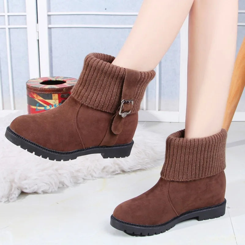 Snow boots women new autumn winter fashionable versatile round toe women's shoes simple comfortable women's short boots