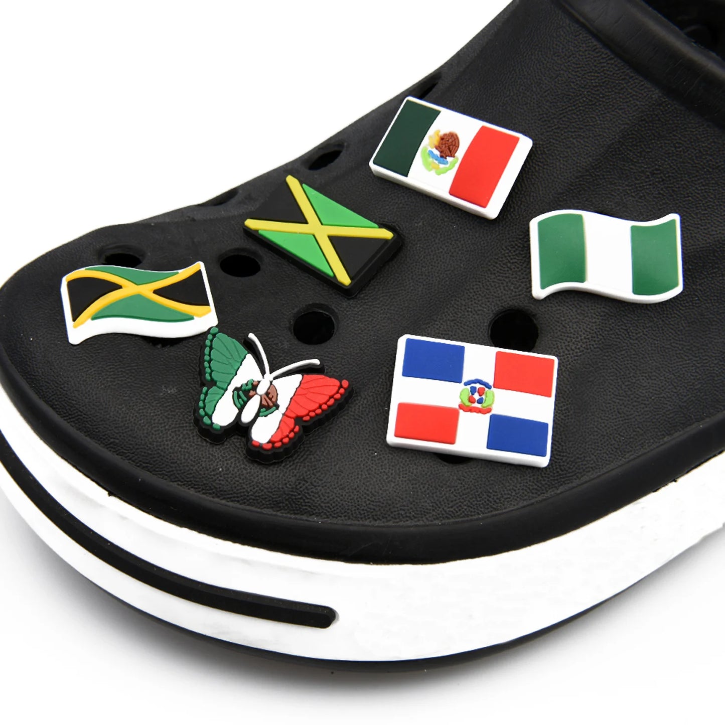 Hot Selling Mexican Women Shoes Decorations Jamaica Mexico Flag Croc Shoe Charms Burger Drink Snake Food Bracelet Accessories