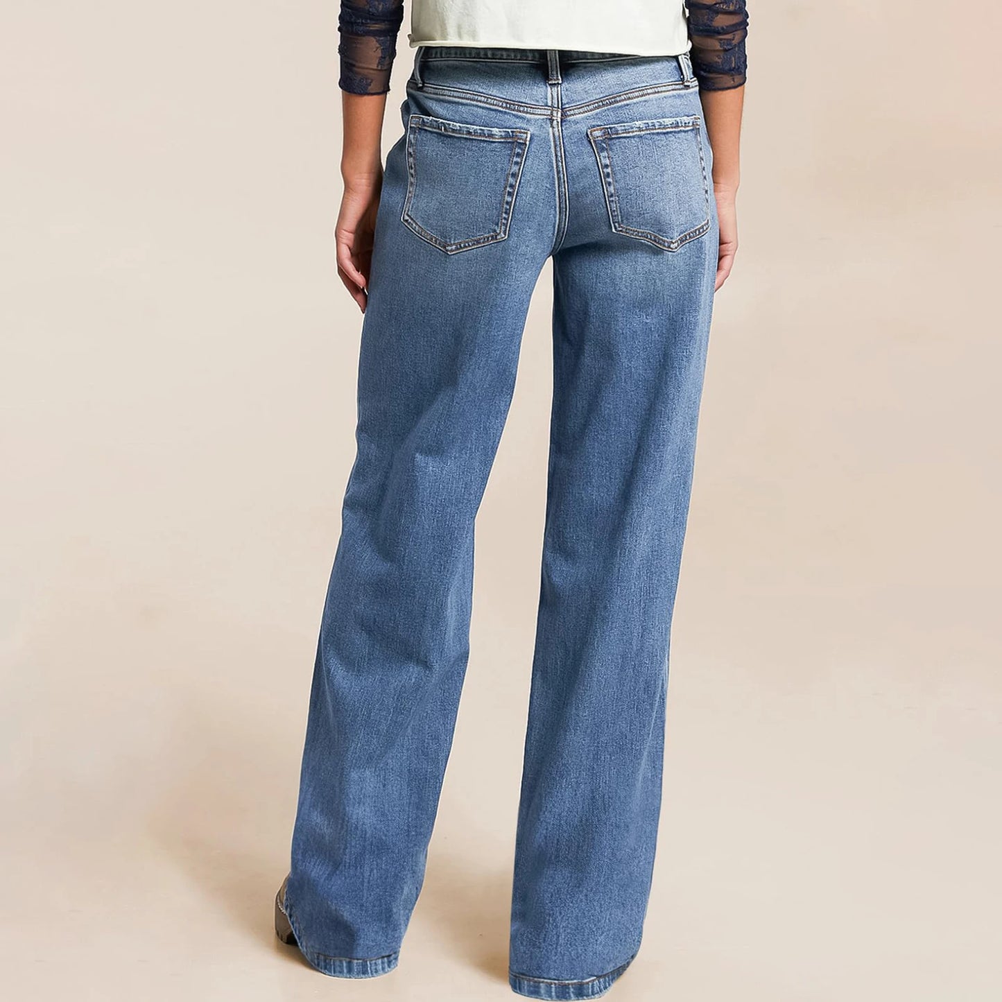 Fashion Loose Straight Leg Jeans Female Baggy Wide Fit Casual High Waist Retro Washed Vintage Style Casual Denim Pants
