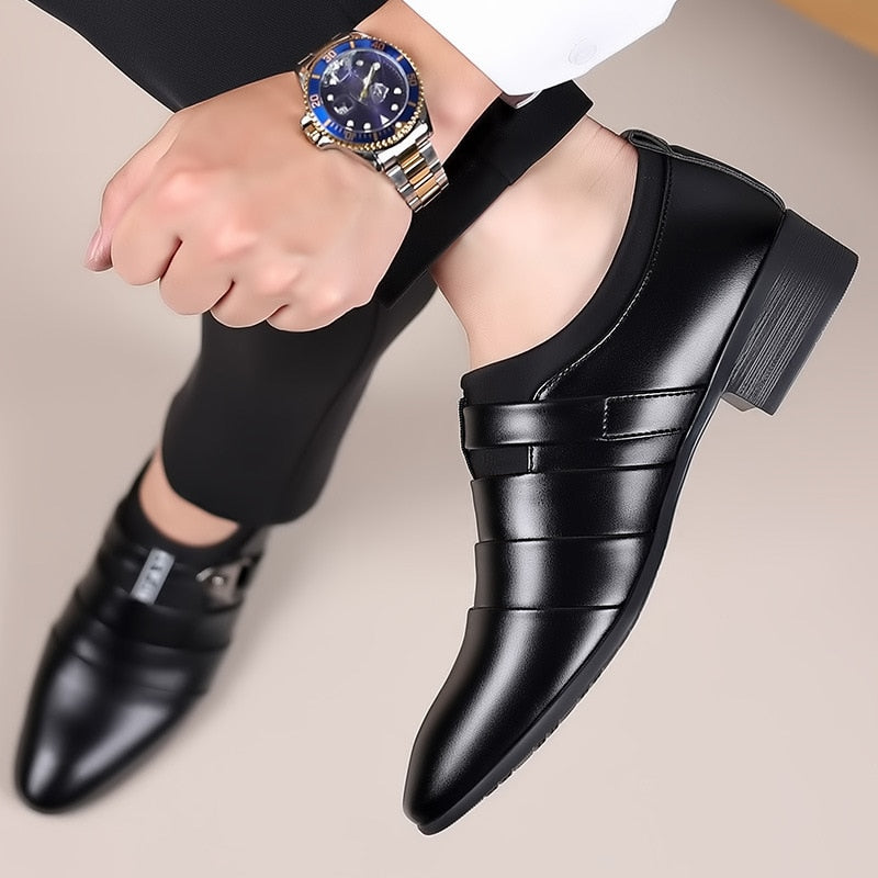 Men Luxury Business Oxfords Leather Shoes Breathable Formal Dress Shoes Male Office Wedding Flats Rubber Footwear Mocassin Homme