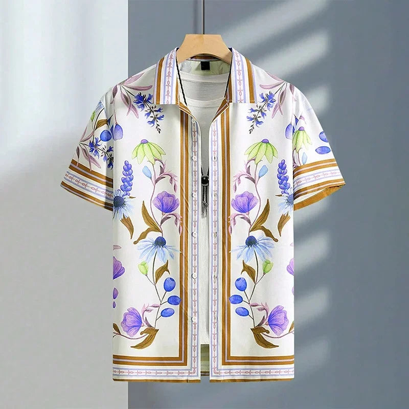 Summer 3d graffiti print shirt Casual fashion business men Hawaiian shirt Women Holiday button shirt ropa de hombre