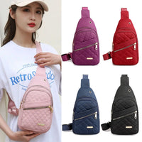 Women'S Embroidery Rhombus Chest Bag Multi-Layer Large-Capacity Single-Shoulder Diagonal Bag Casual Rhombus Chest Handbag