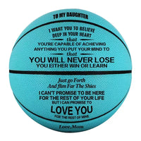 Engraved Basketball Gifts for Daughter with To My Daughter Words Basketabll Standard Size 7 PU Leather Training Ball for Chrisma