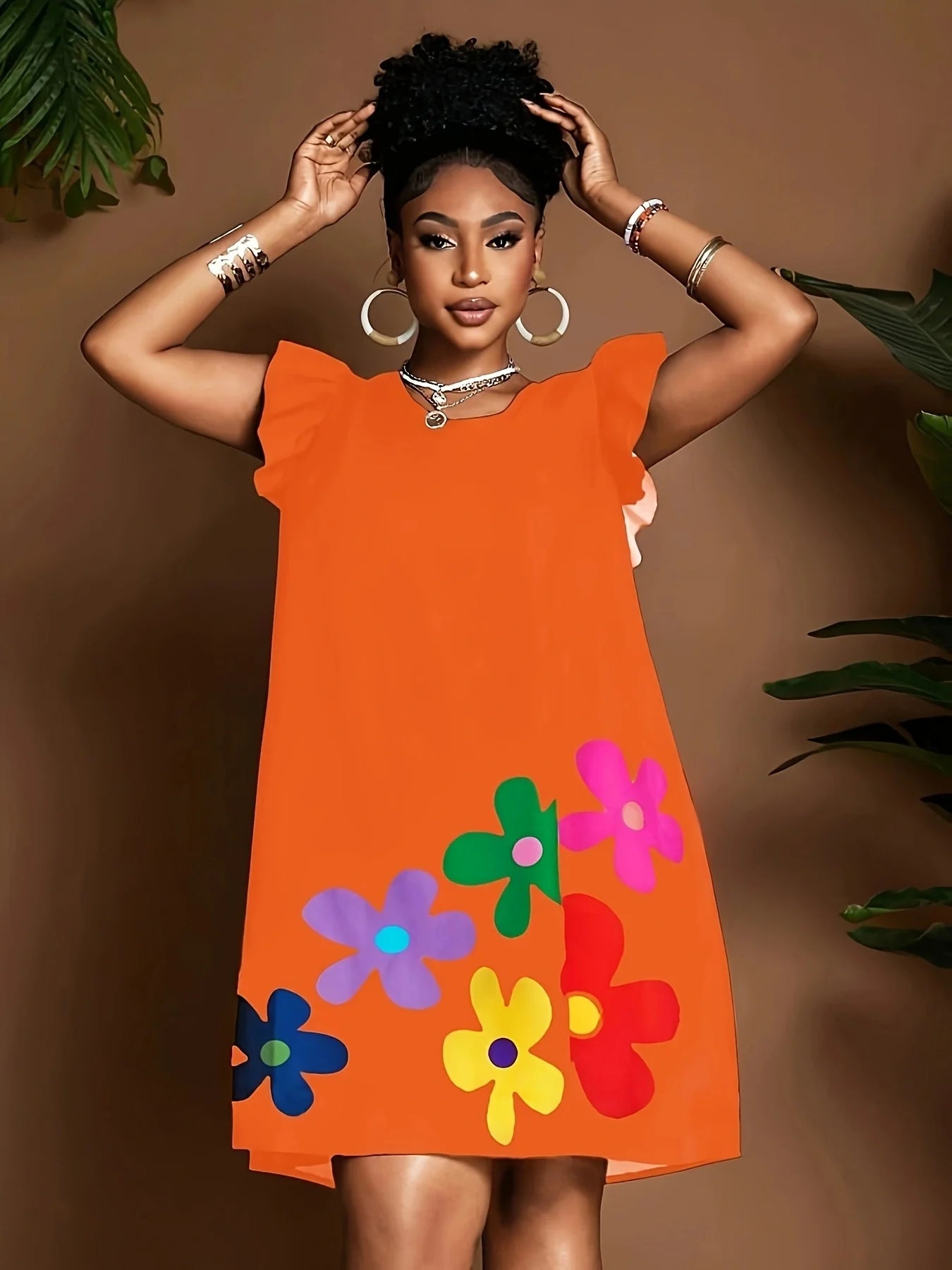 Round-neck Printed Women's Casual Dress