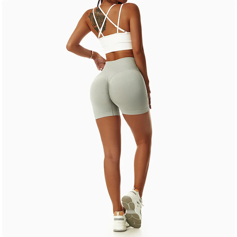 Women Yoga Sports Shorts Gym Seamless Fitness Sexy Shorts Workout Push Up Slim Tights Shorts