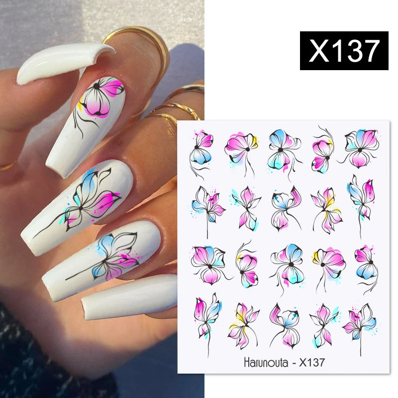 Harunouta 1 Sheet Nail Water Decals Transfer Lavender Spring Flower Leaves Nail Art Stickers Nail Art Manicure DIY