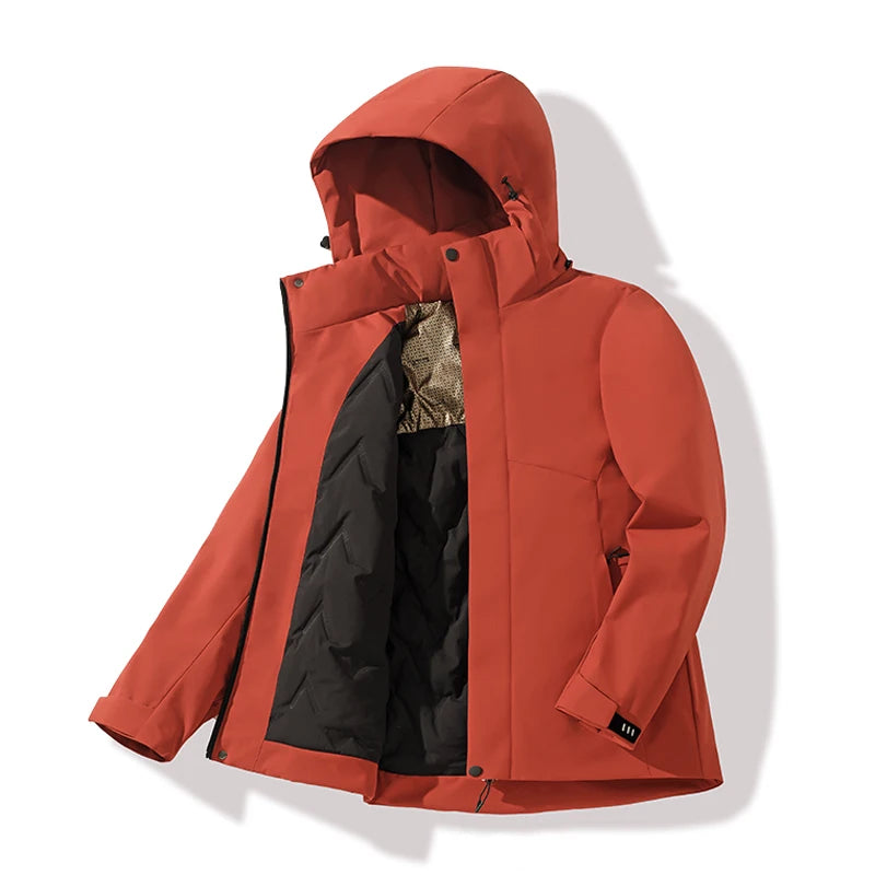 LNGXO Unisex Winter Warm Waterproof Jacket Hiking Climbing Trekking Skiing Rain Coat Men Women Windproof Fleece Windbreaker
