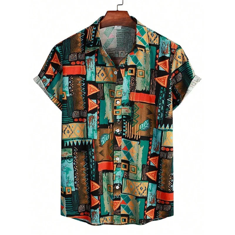 Summer 3d graffiti print shirt Casual fashion business men Hawaiian shirt Women Holiday button shirt ropa de hombre