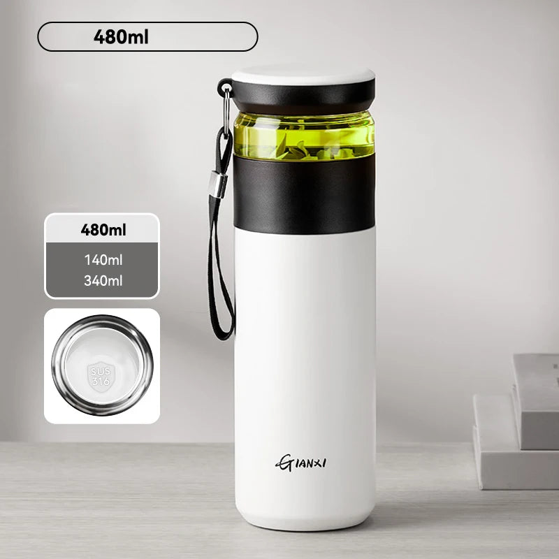 GIANXI 480ML Stainless Steel Cold Insulation Coffee Cup With Lid Household Ceramic Liner Water Bottle Kitchen Thermos Bottle