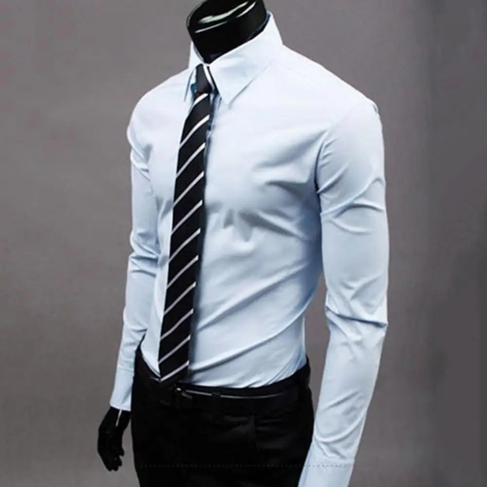 Men's Shirt Button-down Closure Anti-wrinkling Odorless4 Long-sleeve Button-down Shirt for Daily Life
