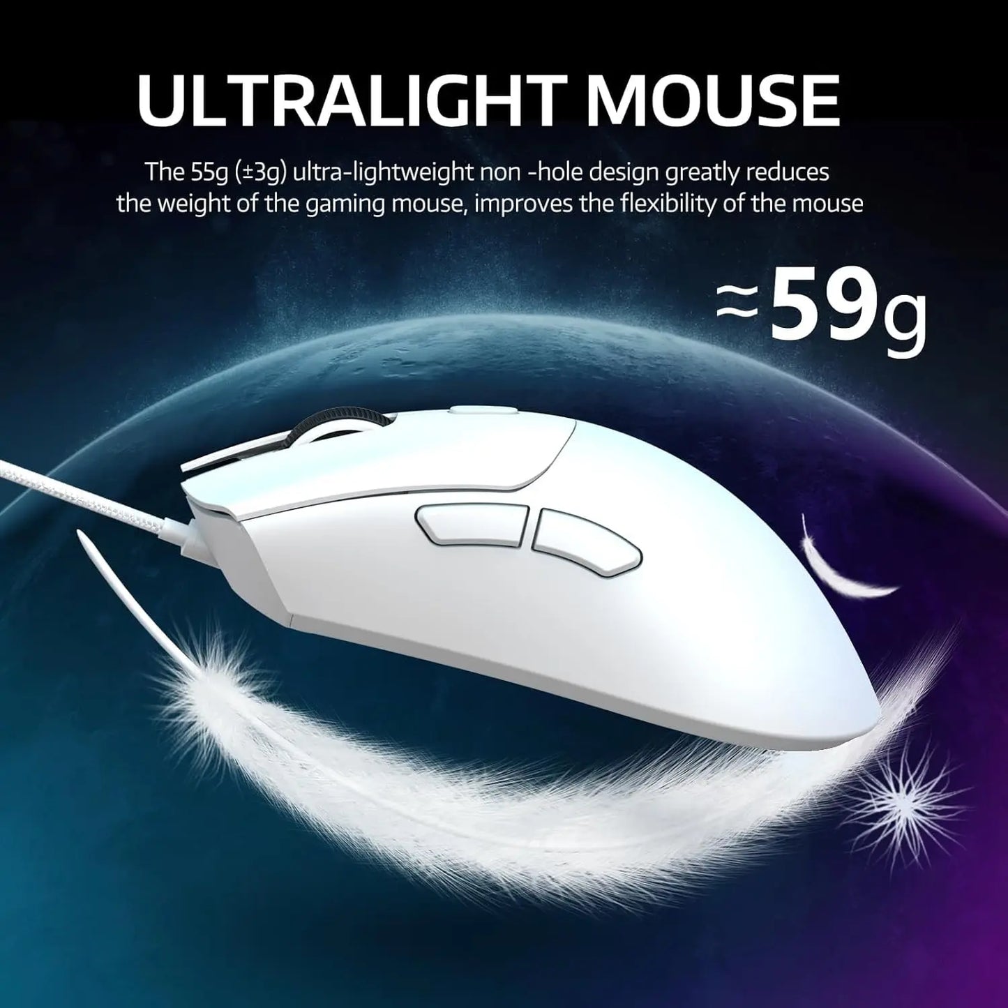 MAMBASNAKE x ATTACK SHARK R1 59g SUPERLIGHT Mouse, PixArt PAW3311 Gaming Sensor, BT/2.4G Wireless/Wired Gaming Mouse