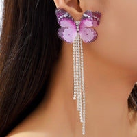 New Luxury Rhinestone Crystal Long Tassel Earrings for Women Bridal Drop Dangling Earrings Party Wedding Jewelry Gifts