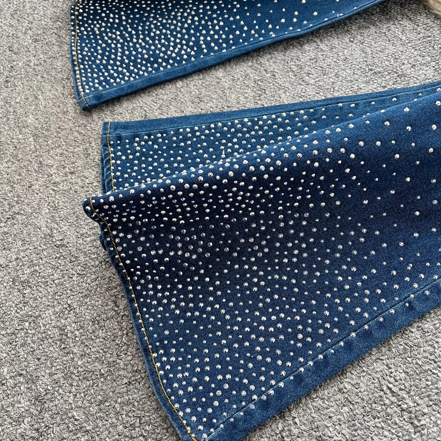 Denim Pant Set Women Two Piece Sets Sexy Matching Sets Sleeveless Short Tops Long Flare Pants High Waist Slim Hot Diamond