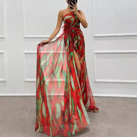 2025 Spring Women Chiffon Dress Print Sleeveless Casual Dress Bohemian Dress Female Summer Holiday Fashion Beach Lady Clothes
