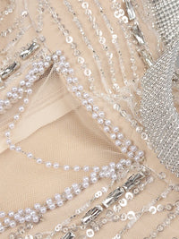 VC Women'S Luxury Party Dress Sparkly Crystal Tassel Decoration Sexy Strapless Mini Dress For Special Event