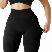 High Waisted Seamless Yoga Leggings, Ribbed Sportswear Tights, Fitness Apparel for Women, Gym and Casual Wear For Fall & Winter