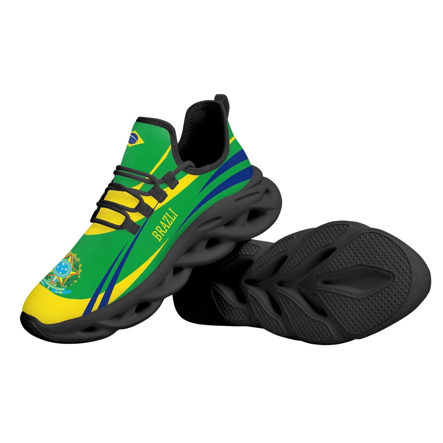 Brazil National Emblem Flag Design Lace Up Vulcanized Shoes Fashion Outdoor Student Cozy Sneakers Lightweight Female Footwear