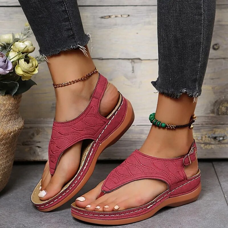 2023 Summer Women Strap Sandals Women's Flat Open Toe Bottom Sandals Rome Wedge Shoes Summer Fashion Sexy Ladies Shoes