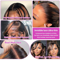 1B/30 Highlight 13x6 Lace Frontal Human Hair Wigs Ombre Black Brown Colored Preplucked 36Inch Body Wave Lace Front Wig For Women