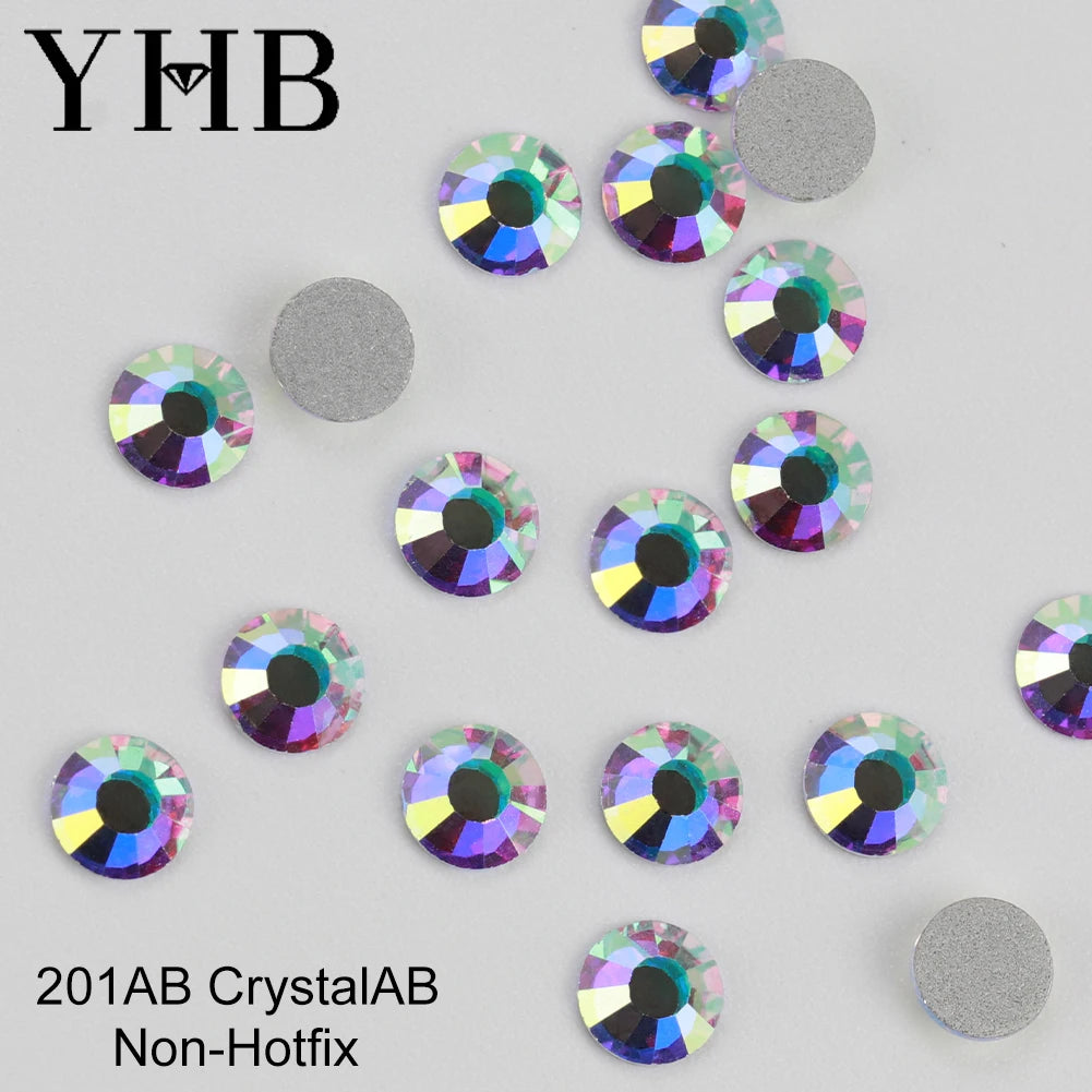 YHB 101-133Cold Fixation Crystal Cristales Flatback Silver Back Non Hotfix Rhinestones For Bags Shoes Garment Phone DIY Nail Art