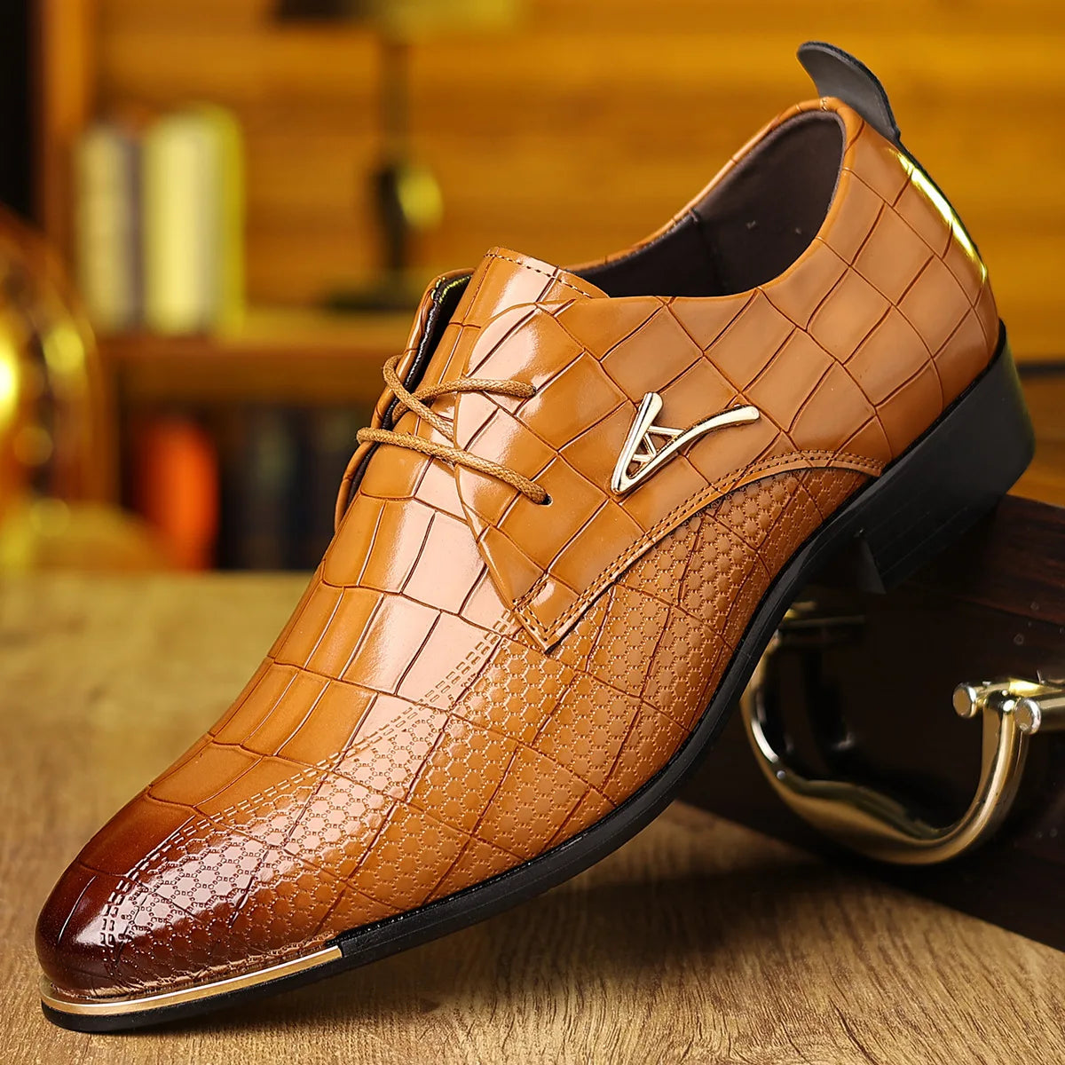 Soft Leather Shoes Men's Office Pointed Toe Men Business Formal Shoes Fashion Wedding Dress Shoes for Man Patchwork Party Shoe