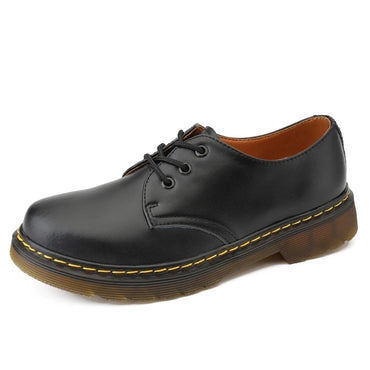 Leather  Boots ex Low Top 3 Hole Briti Sle round Toe Versatile Couple oes Casual Wear for Men And Women