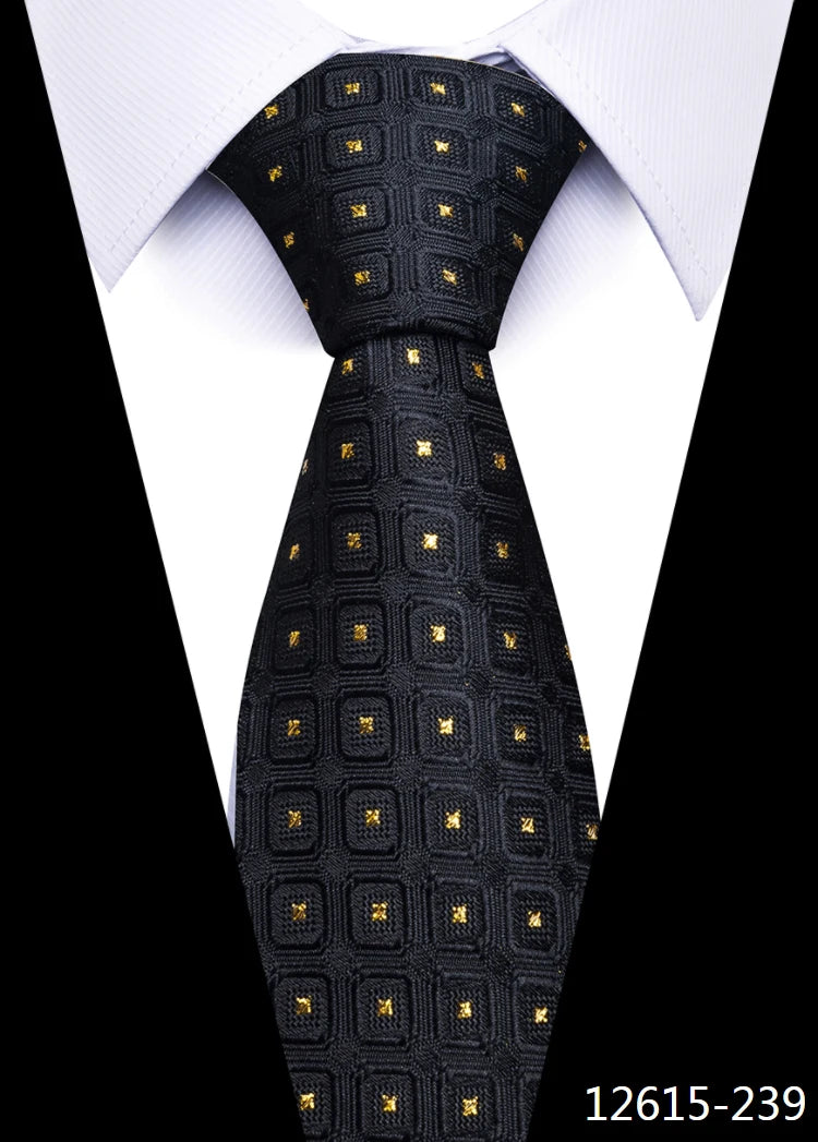 Newest Style 8 cm Necktie Man Blue Golden Striped Wedding Accessories Performance Tie Men Necktie Gravatas Fit Business