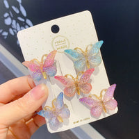 5pcs/set Butterfly Hair Clips Sweet Women Gradient Small Hairpins Mini Baby Girls Cute Colors Barrette Headwear Hair Accessories