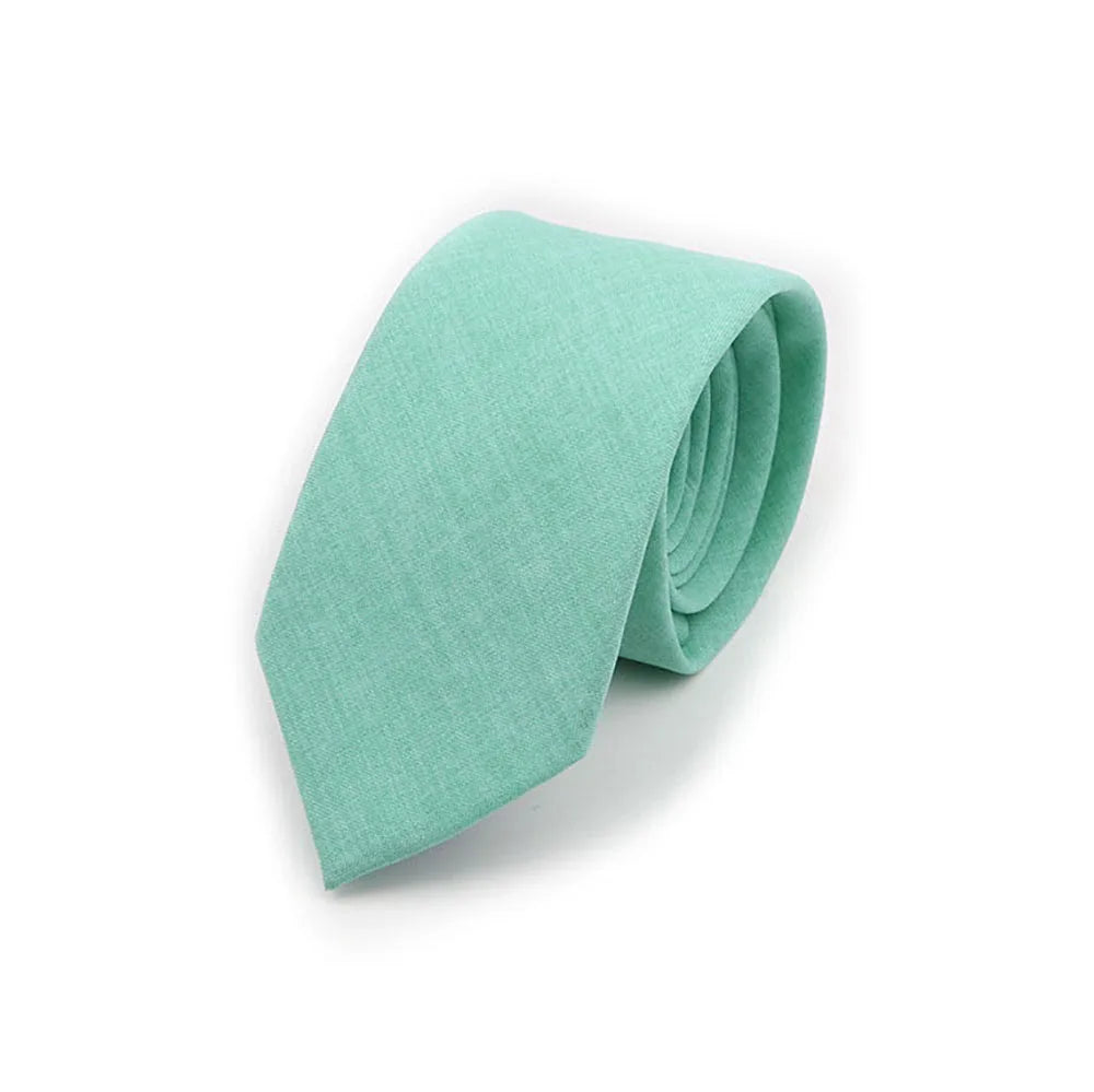 Solid Color Handmade Cotton Ties Men Necktie Striped Narrow Collar Slim Pink Sage Green Casual Tie Wedding Suit Accessories Gift