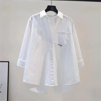Irregular Office Lady Casual Elegant All-Match Shirt Loose Shirts And Blouses Spring Summer New Trend Solid Button Pocket Shirt