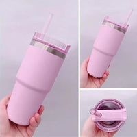 30OZ 304 Stainless Steel Insulated Cup Large Capacity Straw Coffee Travel Cup Cold and Heat Keeping Car Cup Thermos Tumbler