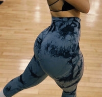 Women Gym Tie Dye Leggings Butt Lifting Fitness Yoga Athletic Scrunch Pants Elastic Workout Training Sports Tights
