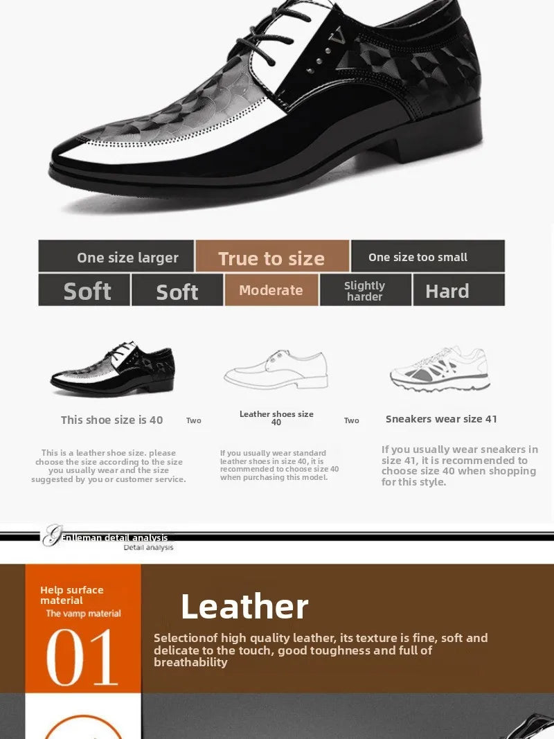 Men's Groom Wedding High-end Leather Shoes Men's Business Casual Leather Shoes Plus Size 39-47