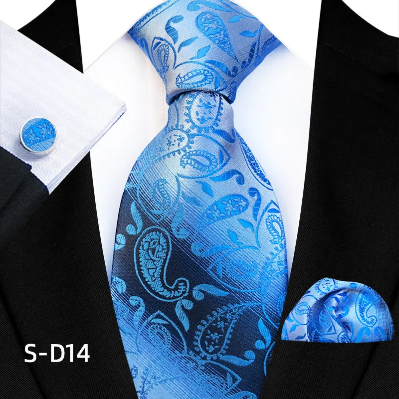 Flower Dot Ties For Men Luxury 8cm Wide Floral Wed Necktie Pocket Square Cufflinks Set Fashion For Men Party Wedding Gift